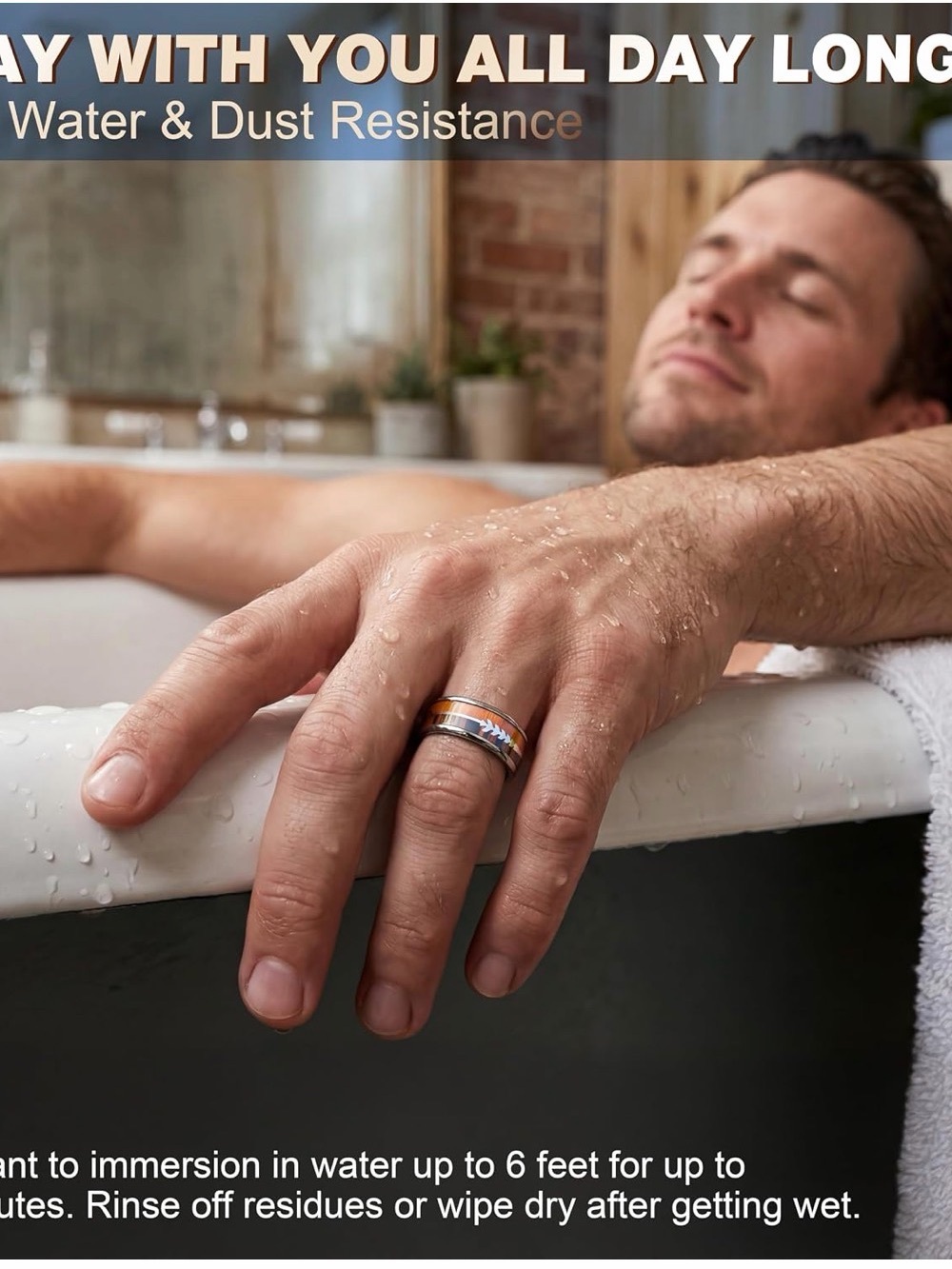 Smart LED Fitness Ring with Wood Accent - Black and Brown - Picture 6 of 7